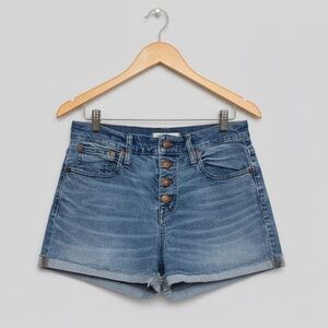Madewell Blue High Rise Jean Shorts with Button Detail Size 26